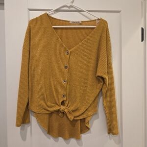 Liberty Love Mustard Tie-Front Sweater